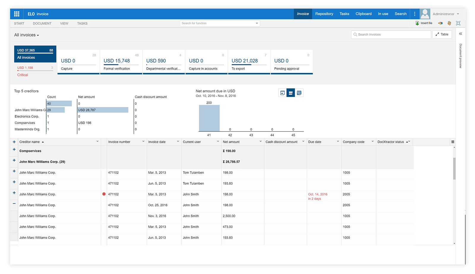 officetime invoice status